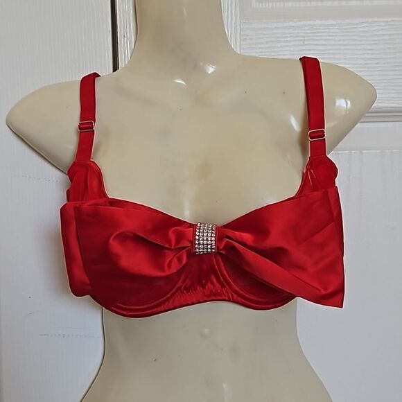 Victoria's Secret Women's Underwire Push-Up Without Padding Bow Bra Red 34DDD - Picture 5 of 16